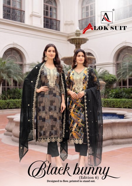 Black Bunny Edition 6 By Alok Viscose Rayon Dress Material